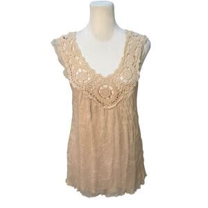 Vintage‎ Y2K Babydoll Tank Top Women M Fairy Indie Festival Preppy Boho Hippie
